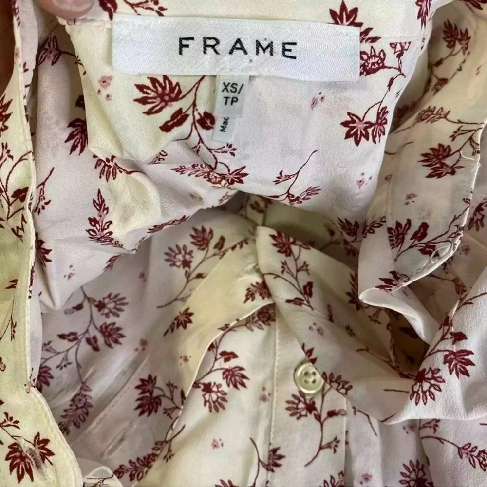 Frame Denim Pink Buttoned Blouse with Mandarin Collar